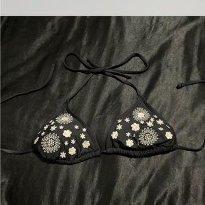 Celebrity Pink Black and White Embroidered Top